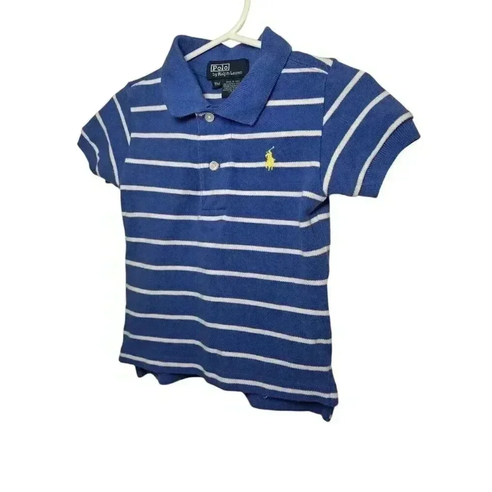 Baby Boy 9 MONTH Ralph Polo Lauren Shirt blue & white Nautical